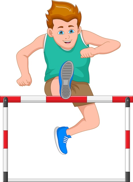 cartoon boy jumping hurdles