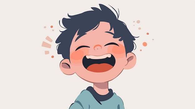 a cartoon of a boy laughing with his mouth open