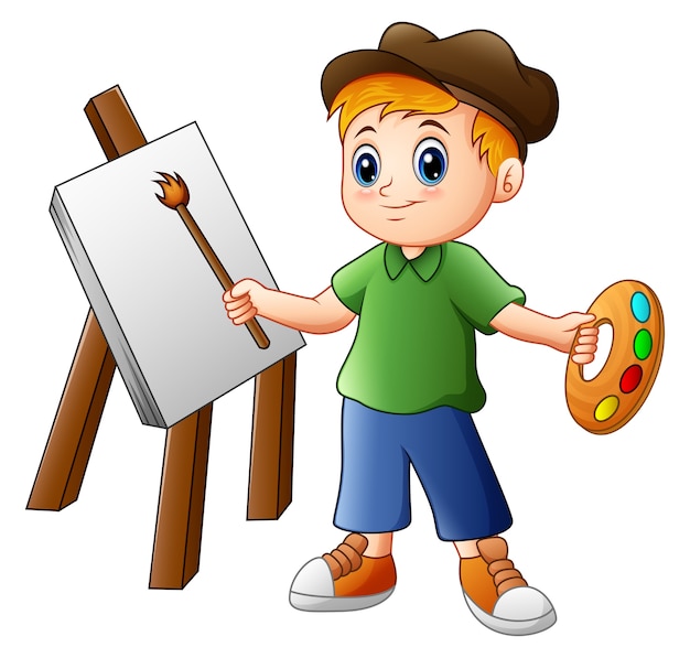 Cartoon boy painting