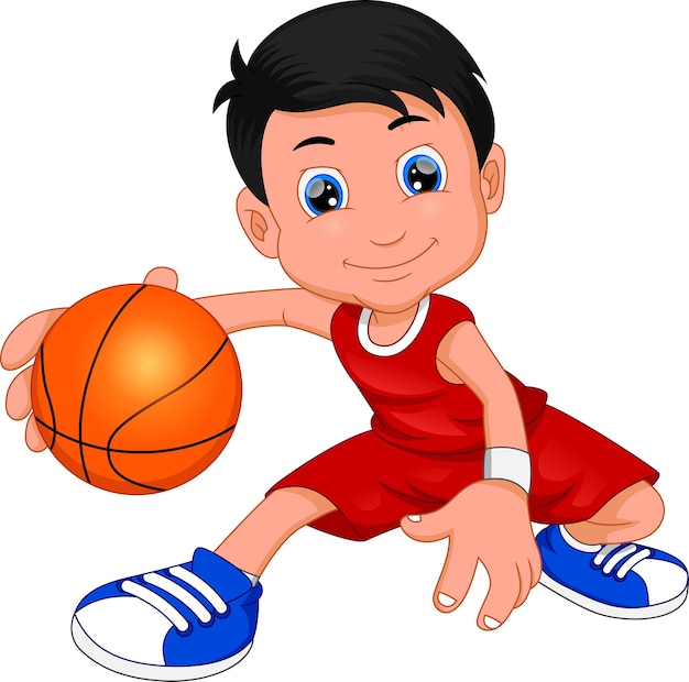 cartoon boy playing basketball