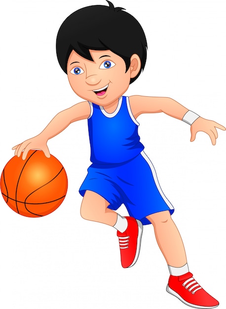 cartoon boy playing basketball