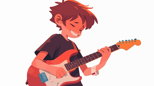 a cartoon of a boy playing a guitar