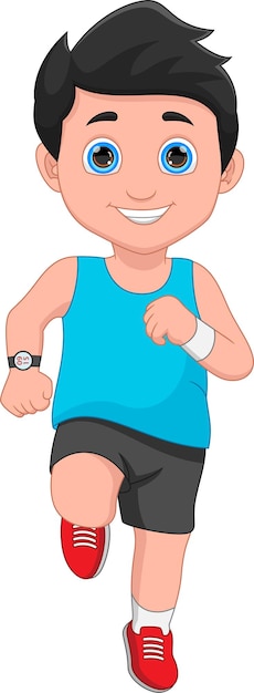 cartoon boy running on white background