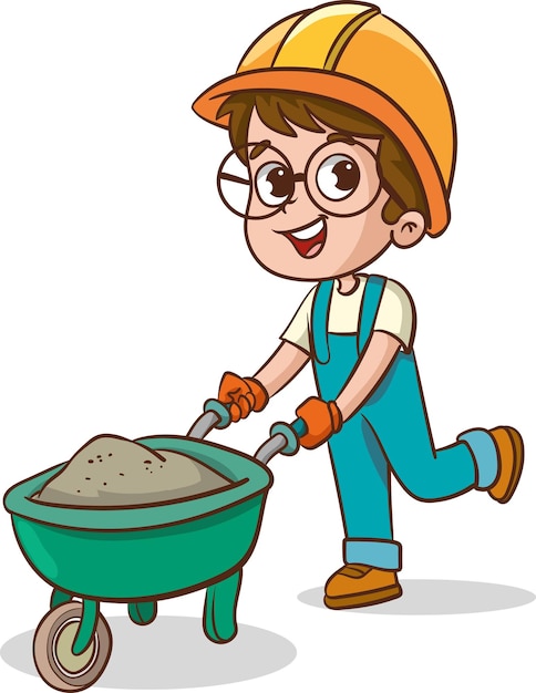 Vector a cartoon of a boy wearing glasses and a helmet with glasses and a helmet