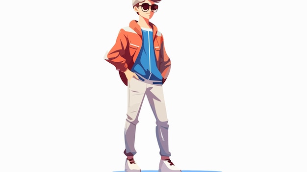 Vector a cartoon of a boy wearing a jacket and sunglasses