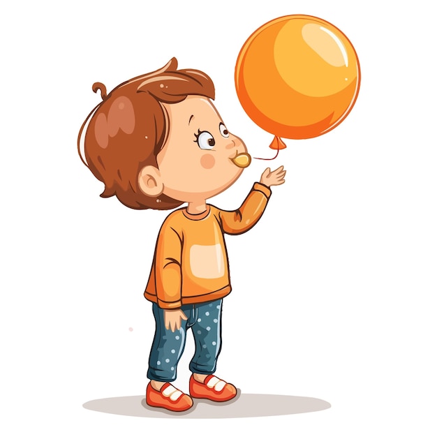 a cartoon boy with a balloon that says he is holding