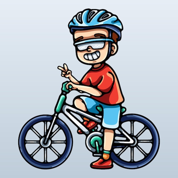 Cartoon Boy With His Bicycle