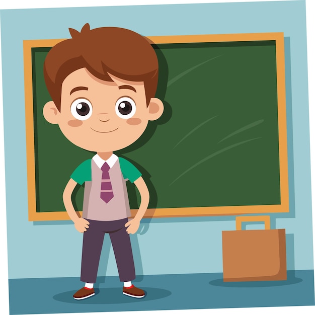 Vector a cartoon of a boy with a shirt that says  school