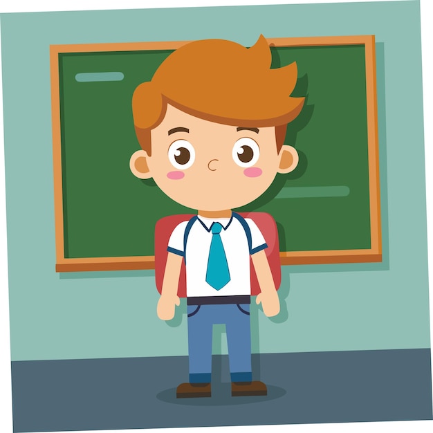 Vector a cartoon of a boy with a shirt that says  school