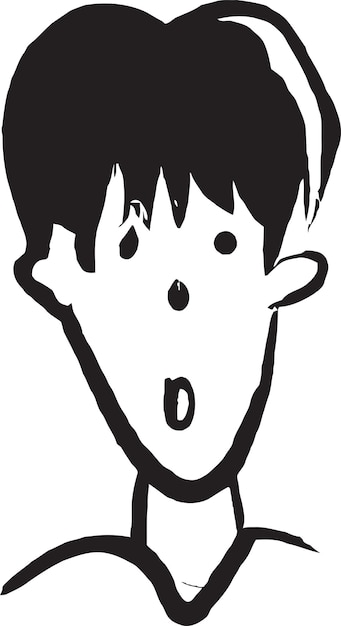 A cartoon of a boy with a surprised face.