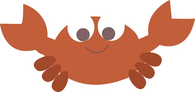 Vector cartoon brown crab holding claws