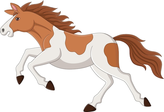 Cartoon brown and white horse running