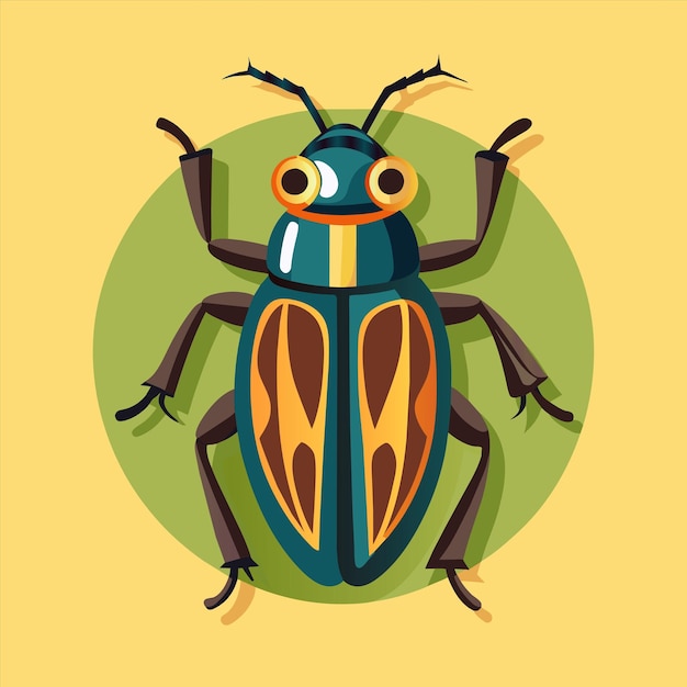 Vector a cartoon of a bug with a yellow background