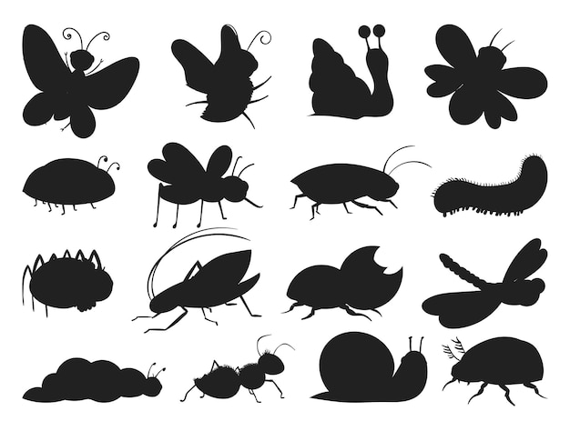 Cartoon bugs baby insect funny Type Vectors Silhouettes