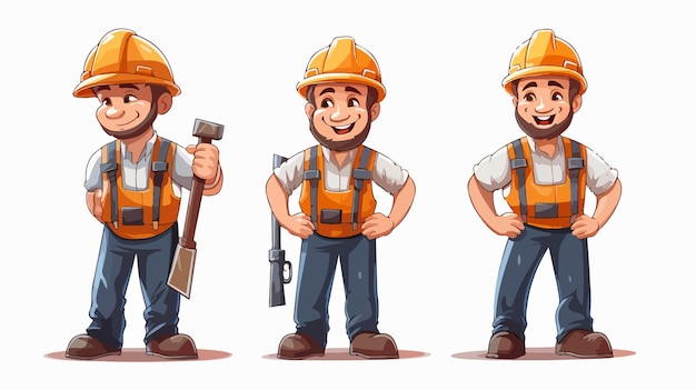 Vector cartoon builder worker with helmet vector illustration