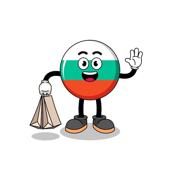 Cartoon of bulgaria flag shopping