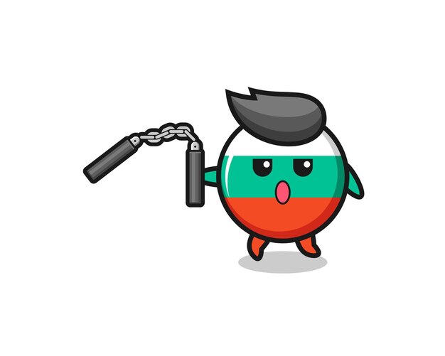 Cartoon of bulgaria flag using nunchaku cute design