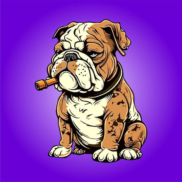 Cartoon Bulldog mini with smoke