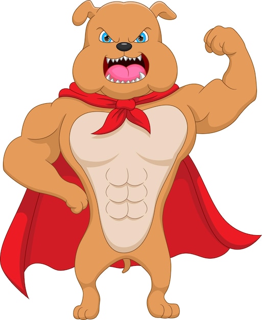 cartoon bulldog in superhero costume