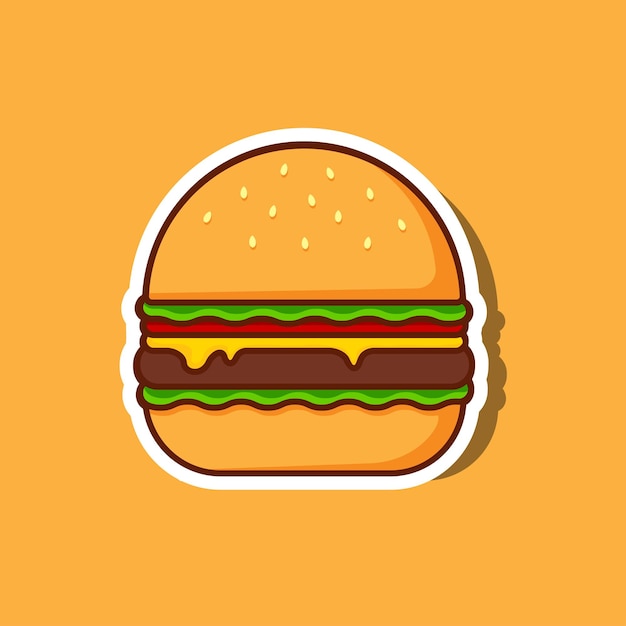 Cartoon burger illustration Vector sticker