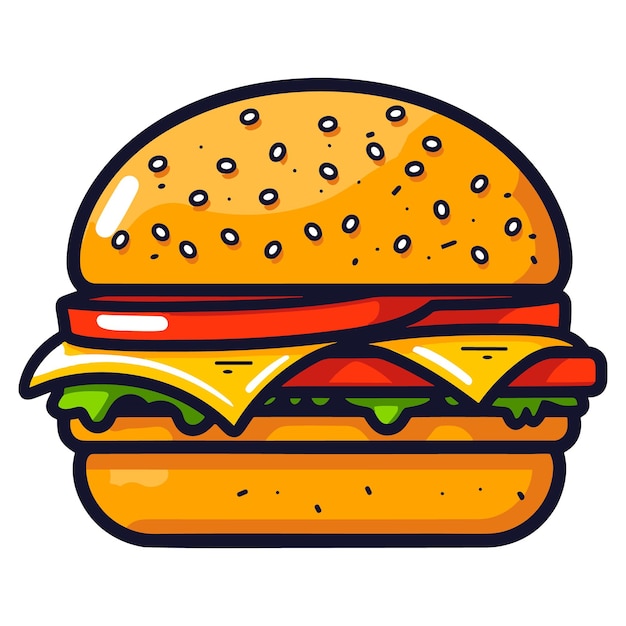 Cartoon burger vector isolated illustration