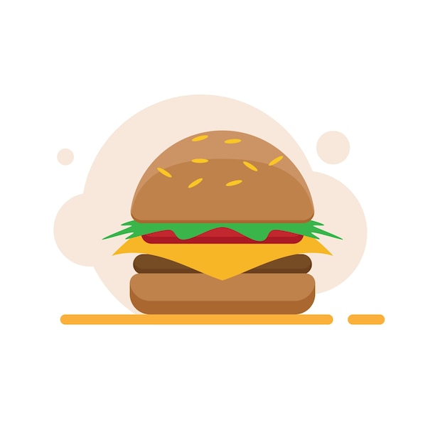 Cartoon Burger With Lettuce Tomato meat And Cheesevector illustration