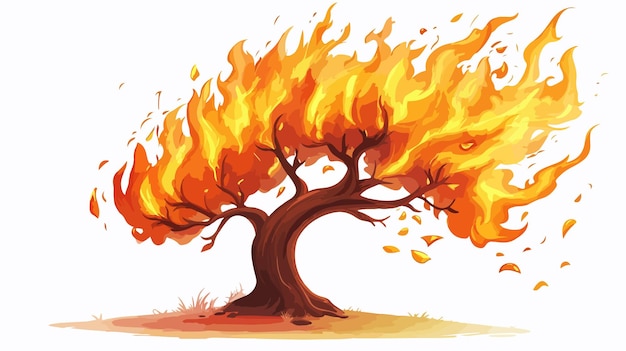 Cartoon Burning Tree Vector Illustration