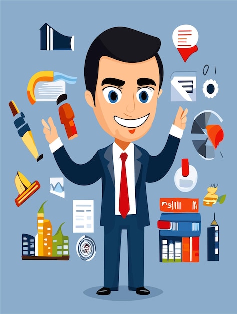 Cartoon Business Man Clipart Vector Design