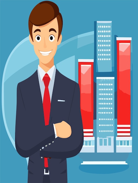 Cartoon Business Man Clipart Vector Design