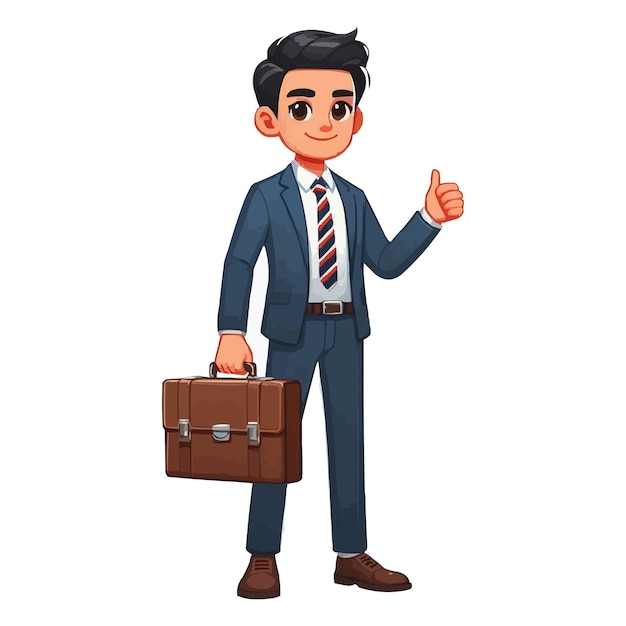 Vector cartoon businessman holding a briefcase vector