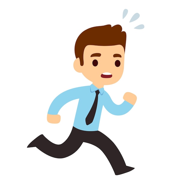 Cartoon businessman running in stress