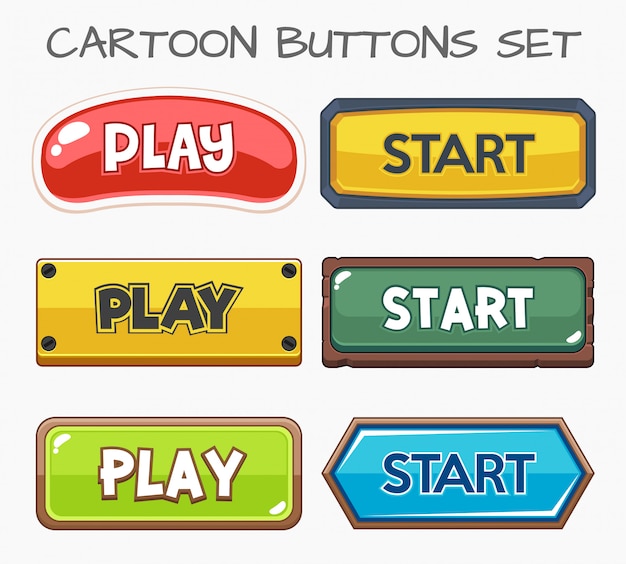 Cartoon buttons set game.