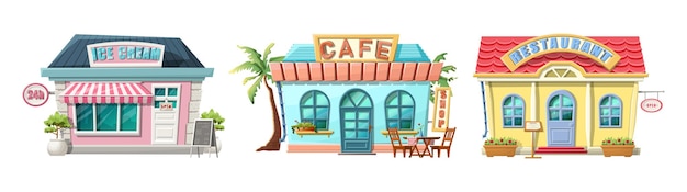 cartoon cafe, restaurant and ice cream place.