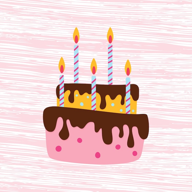 Cartoon cake birthday card vector illustration