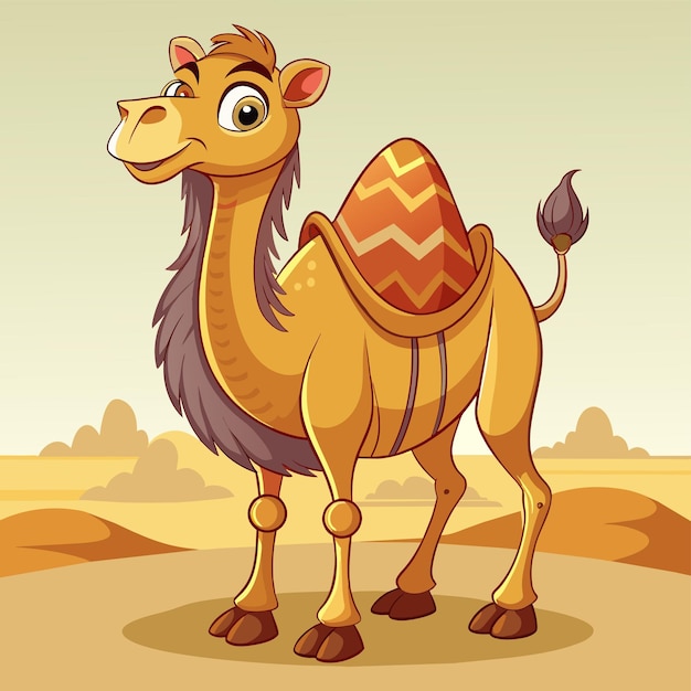 Vector a cartoon of a camel with a cartoon face