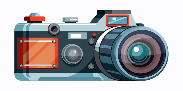 a cartoon of a camera that has a red box on it