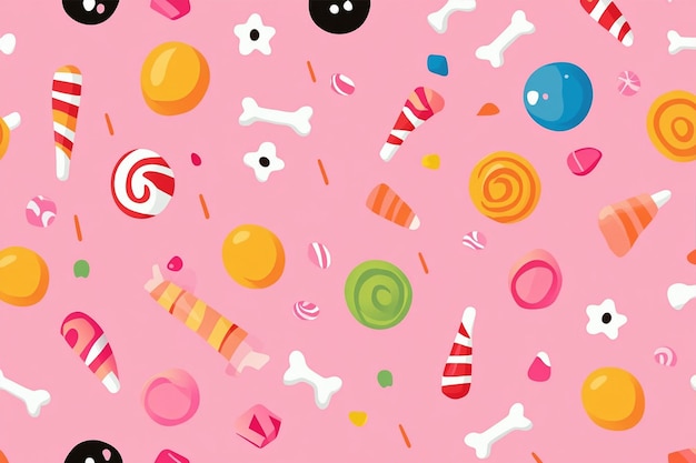 Vector cartoon candy bones pattern