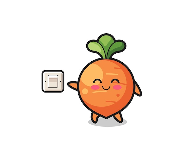 Cartoon carrot is turning off light cute design