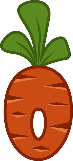 Cartoon carrot number 0 font kids number Figure Zero