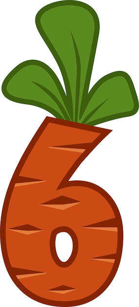 Cartoon carrot number Six font kids number Figure 6