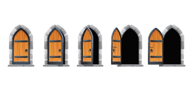 Cartoon castle open gate or door motion animation