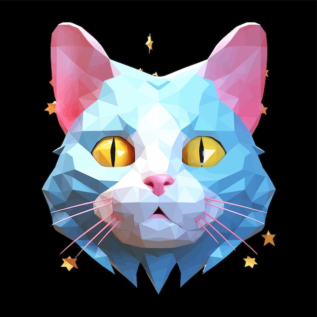 cartoon cat head in low poly style