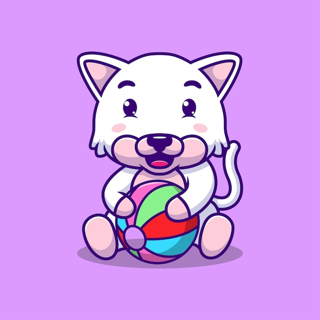 Cartoon cat hugging a ball