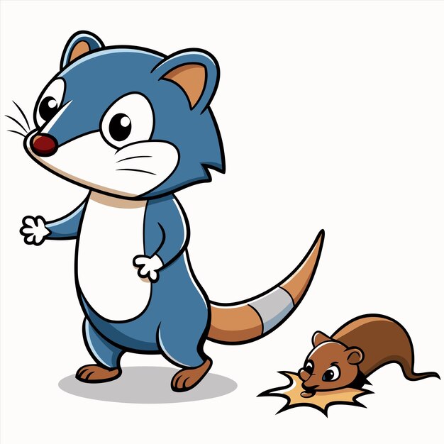 Vector a cartoon cat is standing next to a mouse and a mouse