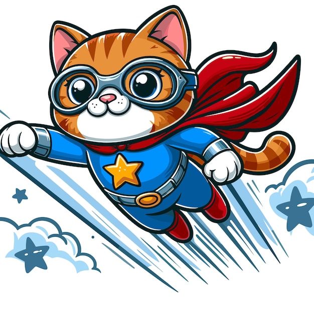 Vector cartoon cat superhero vector icon illustration animal