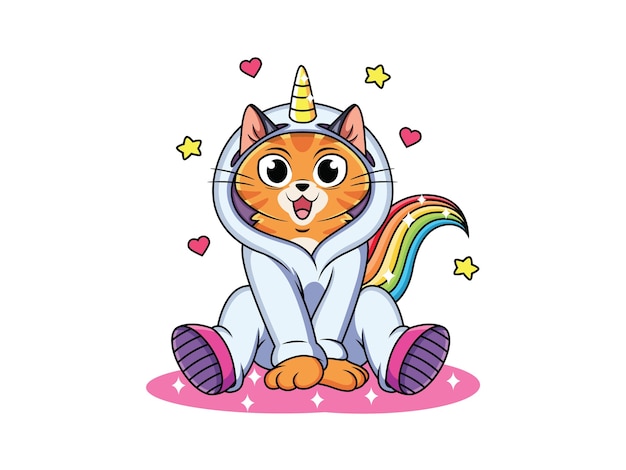 Cartoon cat wear cute unicorn costume