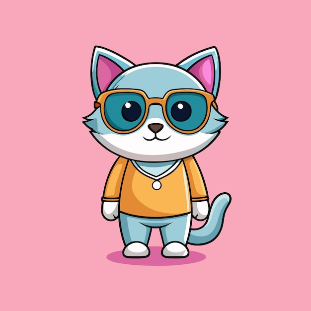 a cartoon cat wearing glasses and a shirt with a shirt that says  cat