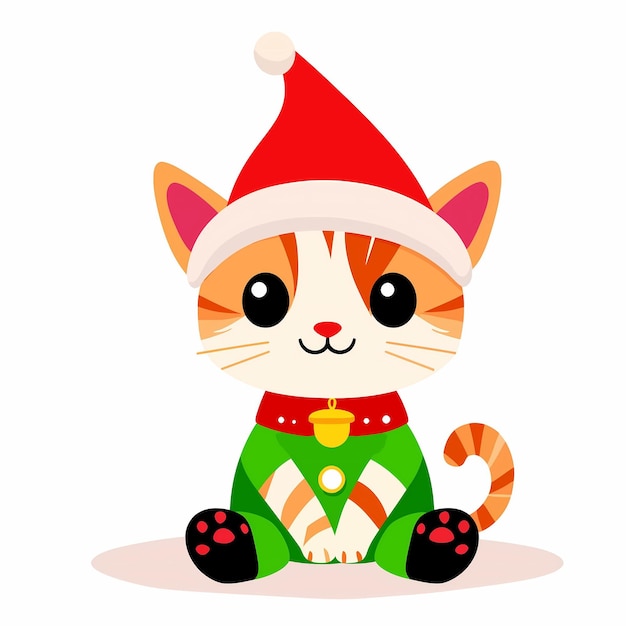 a cartoon cat wearing a sweater that says santa on it