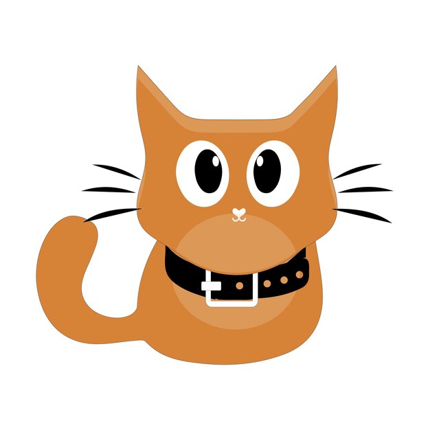 Vector cartoon cat with black collar vector illustration of a cute cartoon cat with big eyes