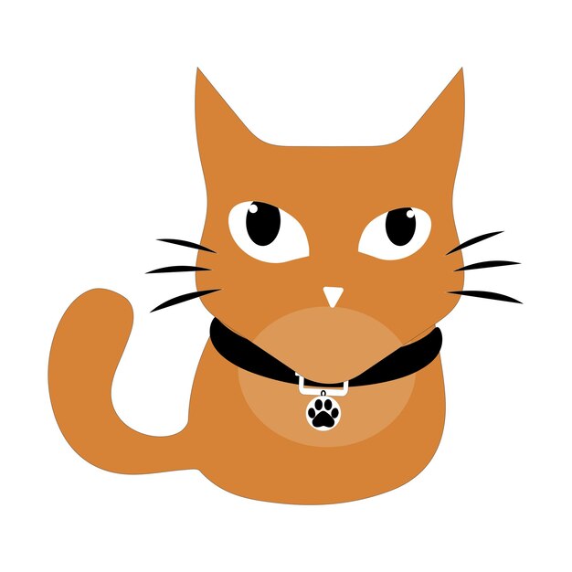 Cartoon Cat with Black Collar Vector illustration of a cute cartoon cat with big eyes